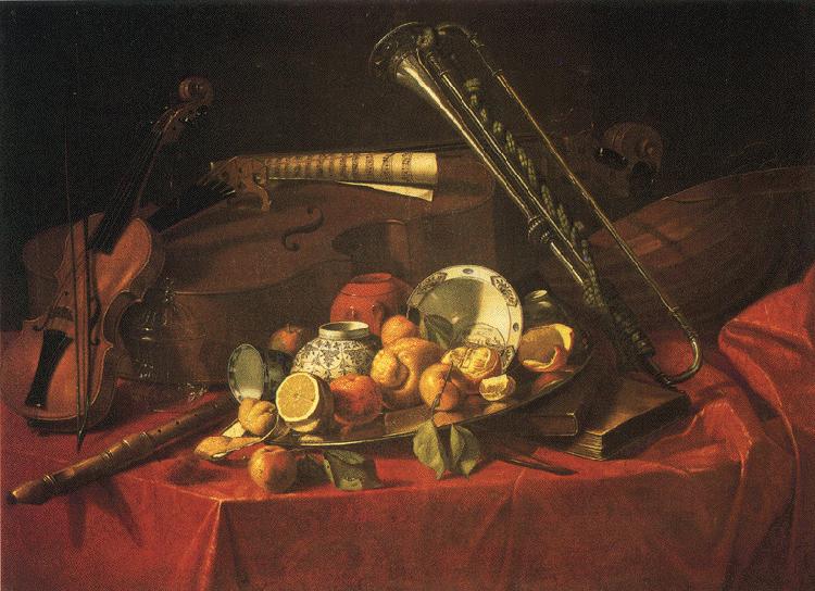 Cristoforo Munari Still-Life with Musical Instruments France oil painting art